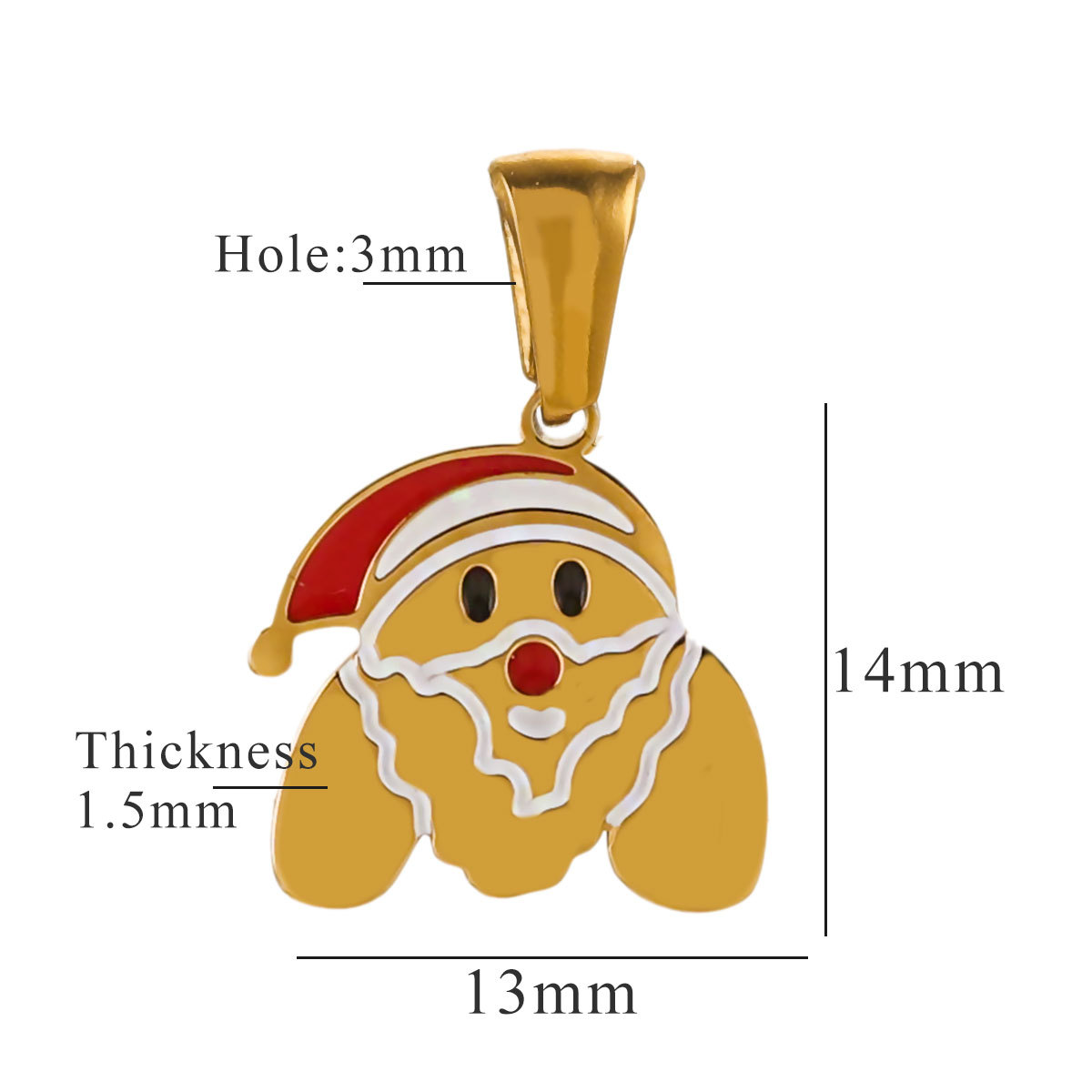 Gold color / 1 Piece Classic Cute Style Christmas Cartoon Letter M Shape Titanium Steel  Gold Color Unisex Pendant Picture13